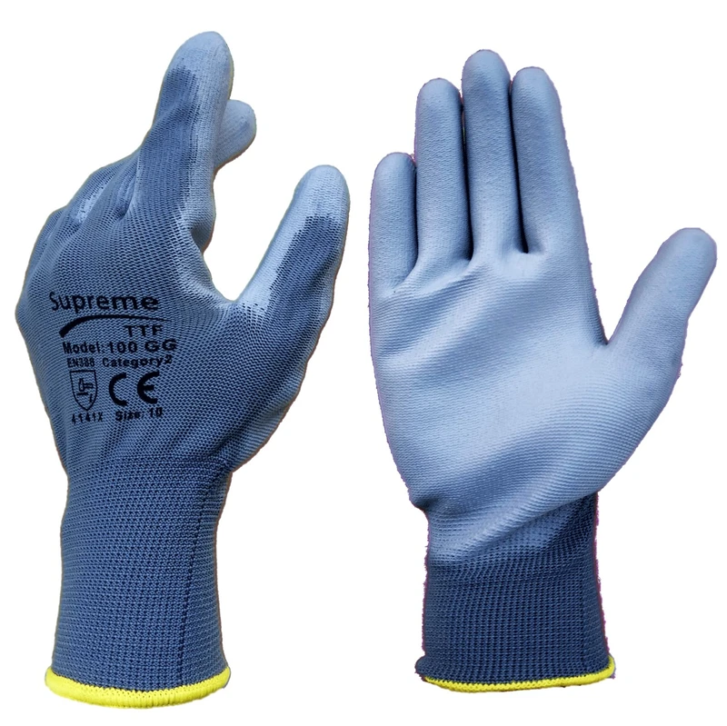 100GG Grey PU Coated Work Gloves - Image 1