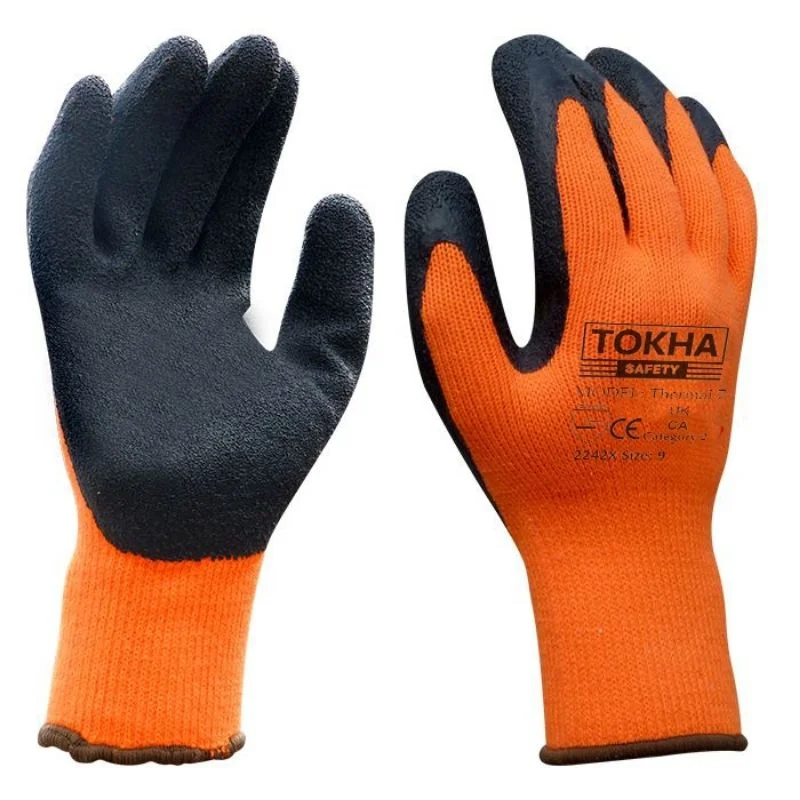 Thermal 7 Black Latex Coated Work Glove With 10 Gauge Orange Thermal Liner - Image 1