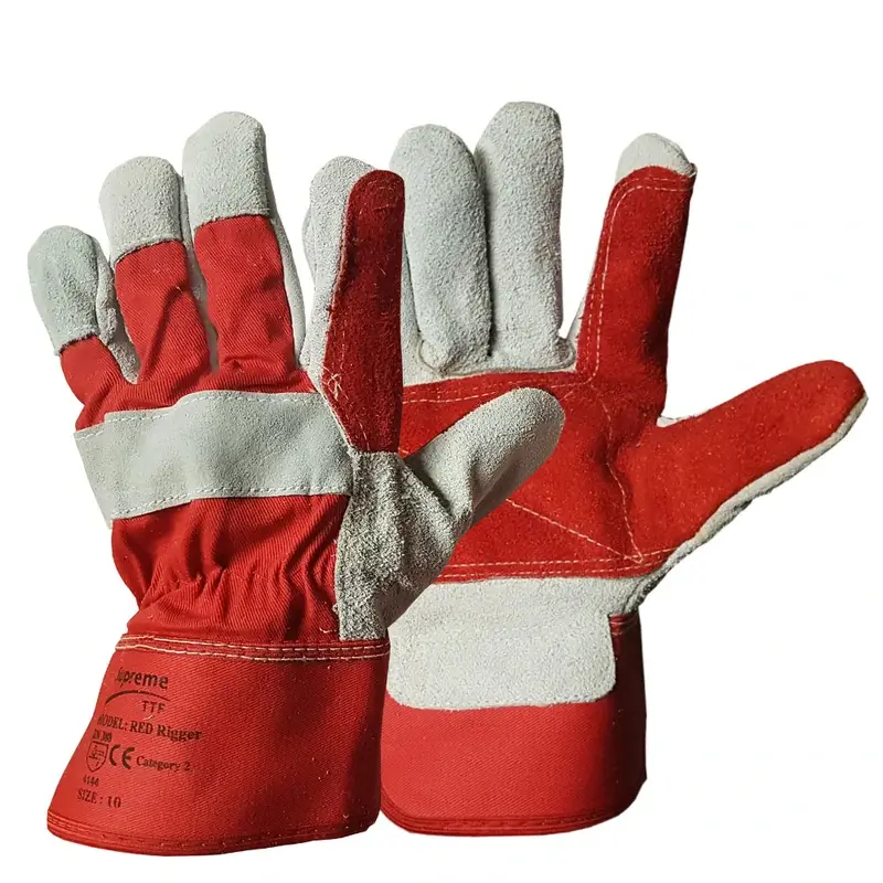 Double Palm Canadian Leather Red Rigger Gloves - Image 1