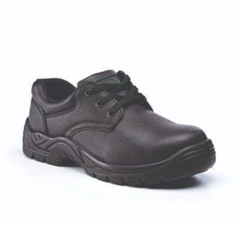 black leather safety shoe